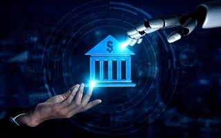 3D rendering artificial intelligence AI research of robot and cyborg development for future of people living. Digital data mining and machine learning technology design for computer brain.